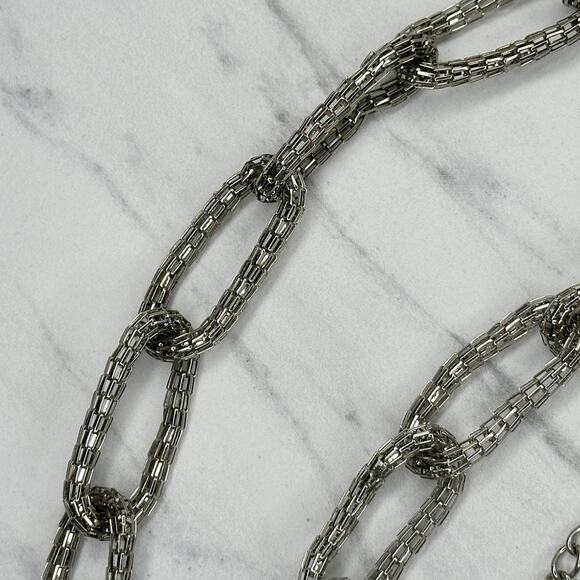Silver Mesh Chain Link Belt Adjustable Y2K Plus Size One Size โจ - Picture 3 of 10